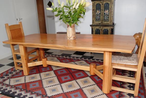 Commissioned dining table and chairs made from ash and deodar cedar